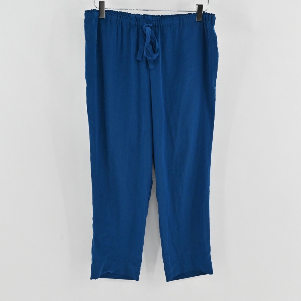 Anthropologie Eloise Straight Leg Pants Womens Size M Blue Drawstring Waist Boho